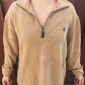 Ralph Lauren tan Polo quarter-zip jacket .
